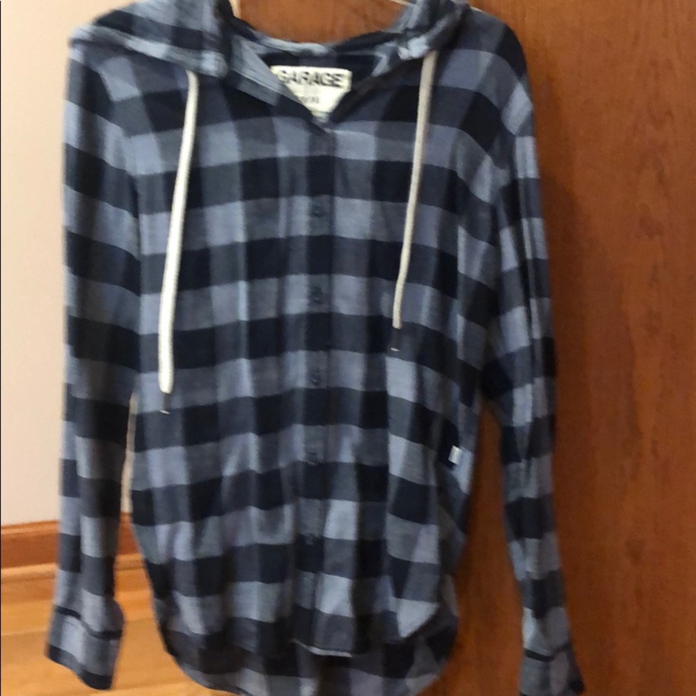 Flannel long sleeve with a hood
